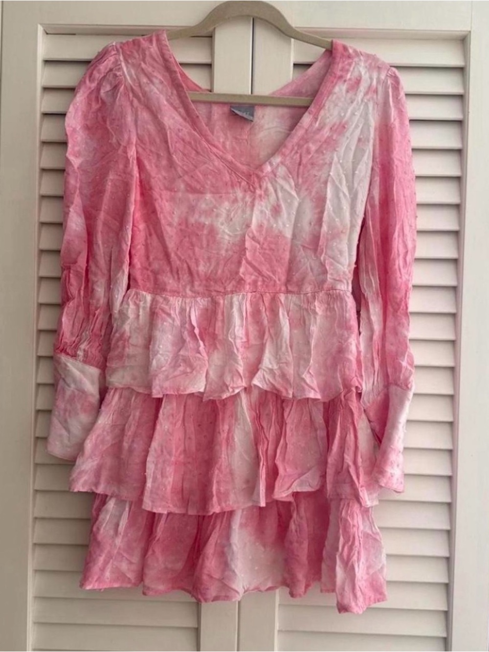 Pink Tiered V-Neck Women's Top